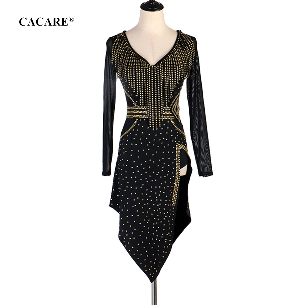 

CACARE Fringed Dress Latin Dance Dress Women Latina Salsa Latin Dance Competition Dresses CHEAP D0664 Tassels Rhinestones