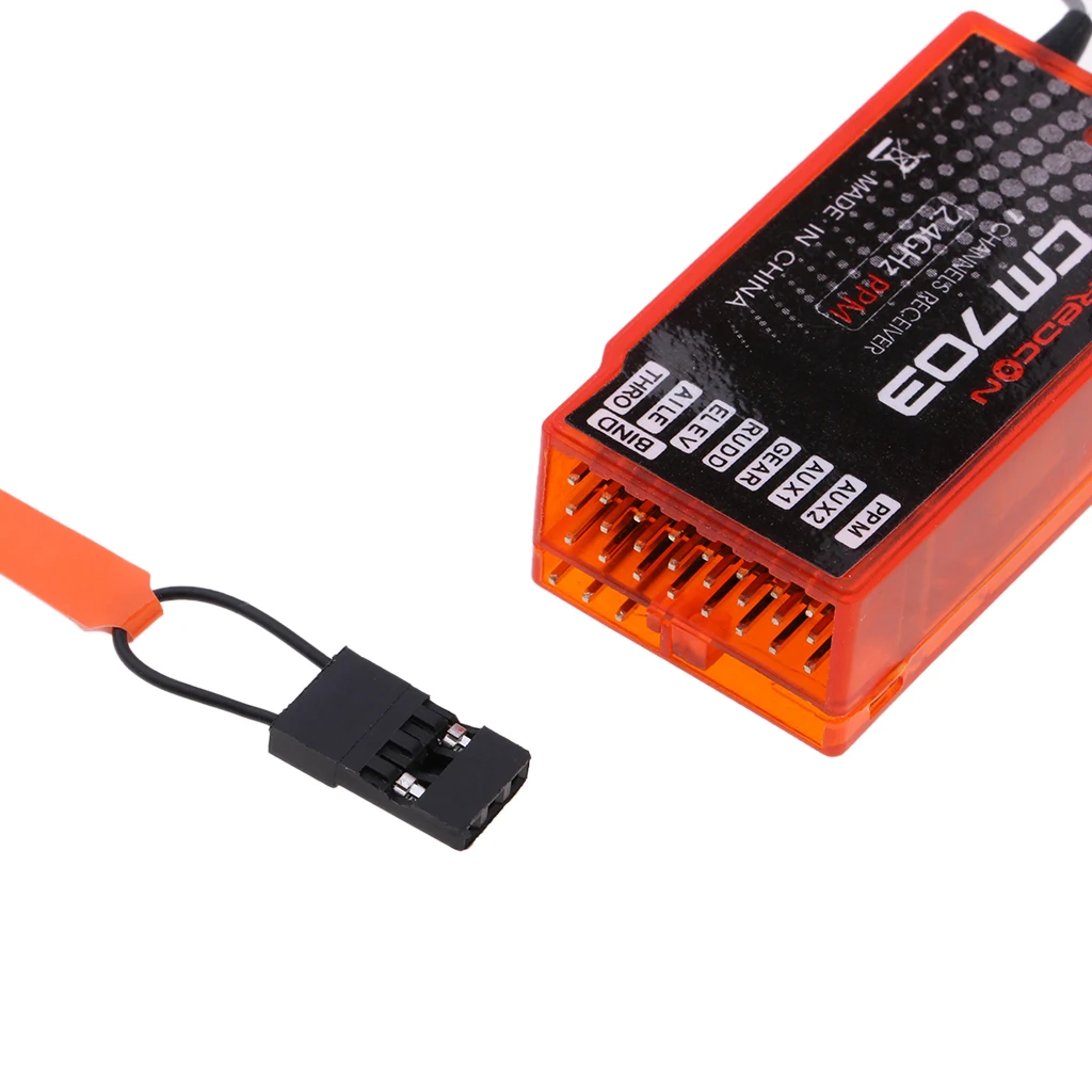  CM703 7 Channel 2.4Ghz RX Receiver with Satellite PPM & PWM Output Compatible with DSM2 and DSMX, Orange