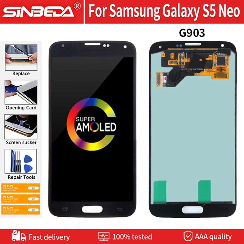 FULL Touch+LCD Screen Display for Samsung SM-G903 Galaxy S5 Neo~Black 