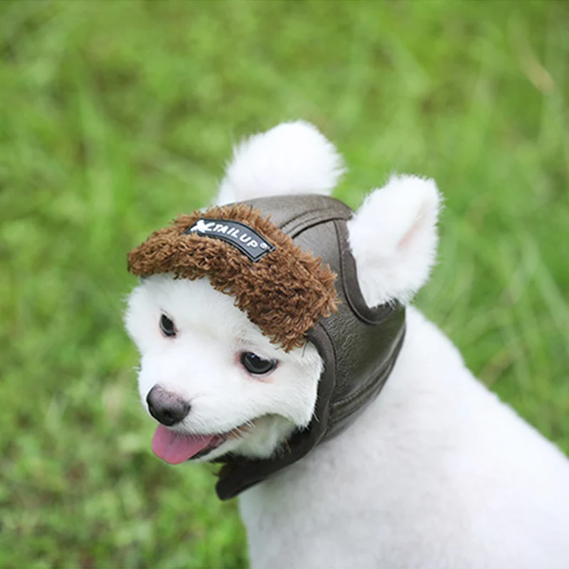 Собака шлем летчика Кожа Теплый головной убор для собак красивые головные уборы для животных для собачьи шляпы товары для домашних животных забавные Косплэй собака шляпа на хеллоуин для Chihuahua35
