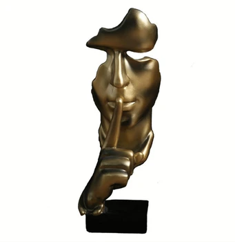 

Resin Handicraft Book Shelf Decor Silence Is Gold Figure Abstract Handicraft Decoration Living Room TV Cabinet Wine Cabinet Home