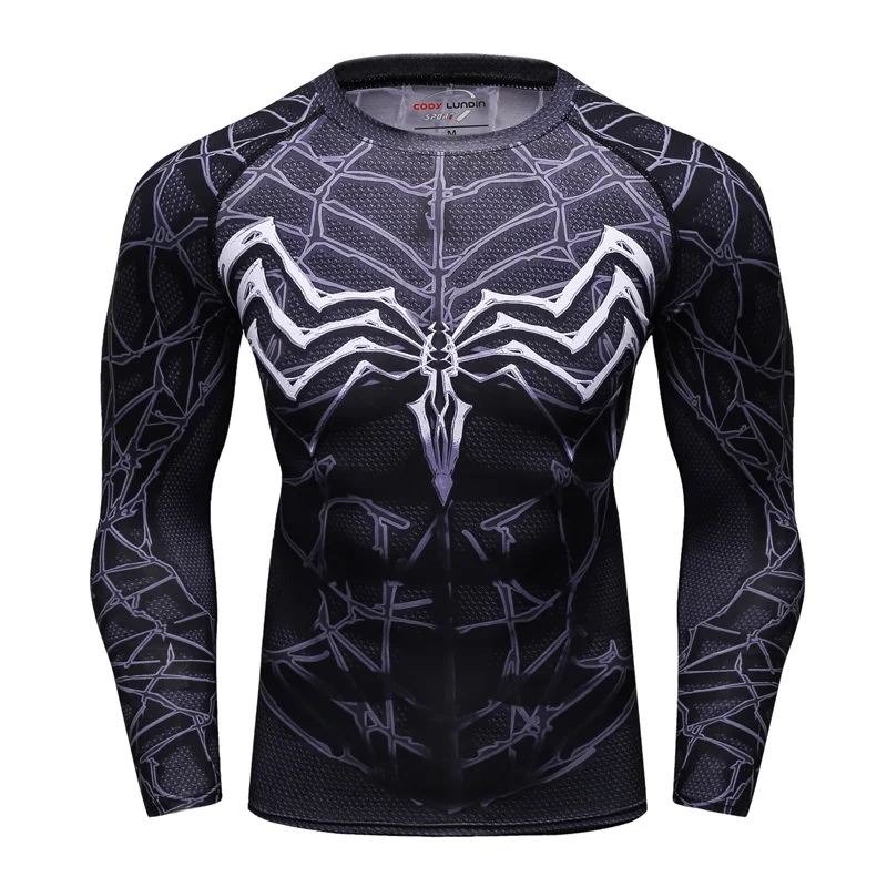 

Spider Man Compression Shirt Men Base Layer Summer Long Sleeves 3D Print Thermal Under MMA Rashguard Tights Skin Man's T Shirt
