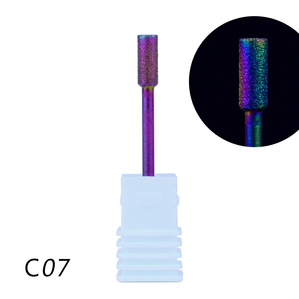 Радужных сверл для ногтей, Набор насадок для маникюра, фрезы для удаления гелевого лака, очиститель кутикулы, электрический сверлильный инструмент - Цвет: 07