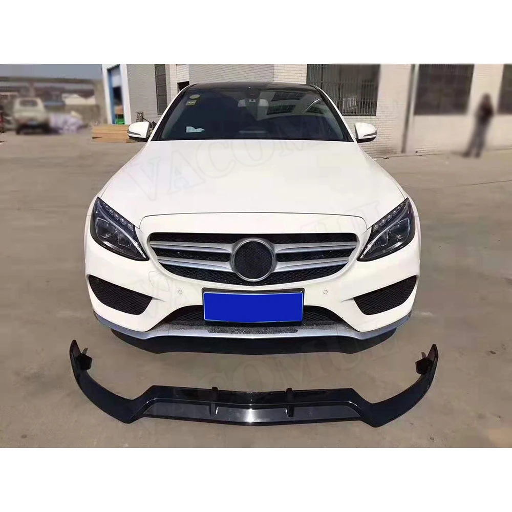 ABS Рояль черный Передний спойлер для Mercedes Benz W205 C205 C200 C300 C43 AMG- 3 шт. голова бампер подбородок сплиттеры