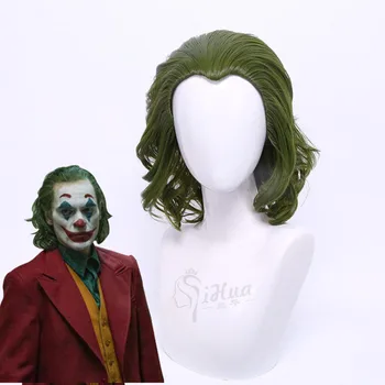 

2019 Movie Halloween mens Joker Arthur Fleck wig costume Joaquin Phoenix role play green styled hair +hair net