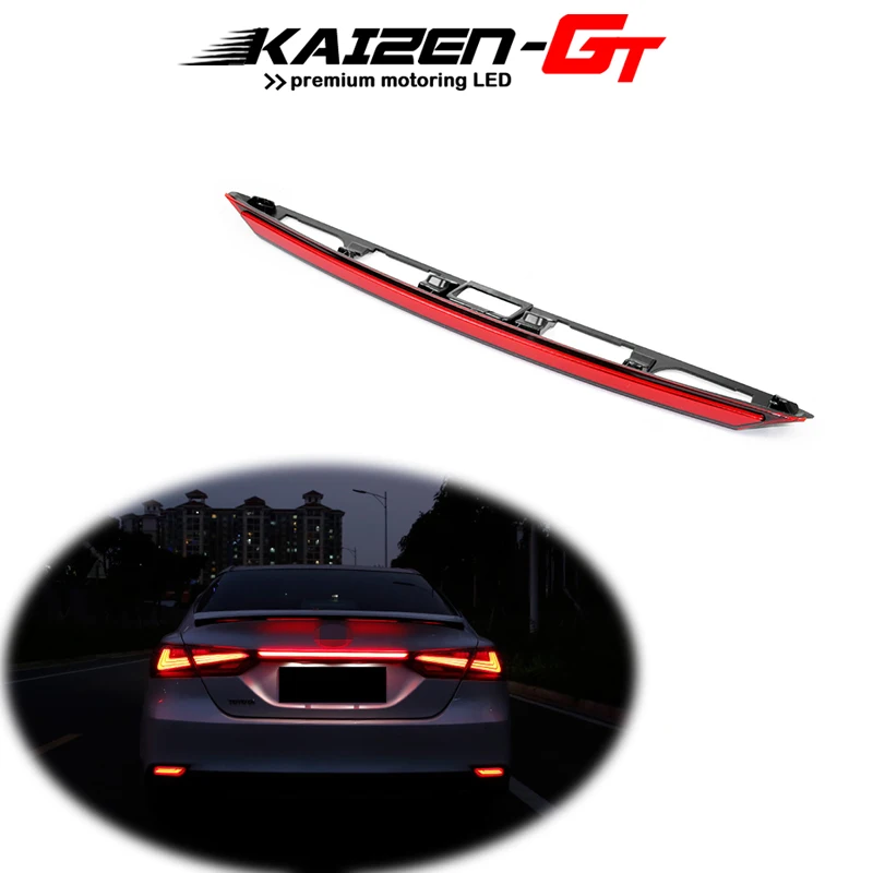 Red Lens LED Trunk Lid Trim Replace Center Piece Rear Fog Lamps Brake Taillight Bar w/ Sequential Flash For 2018-up Toyota Camry