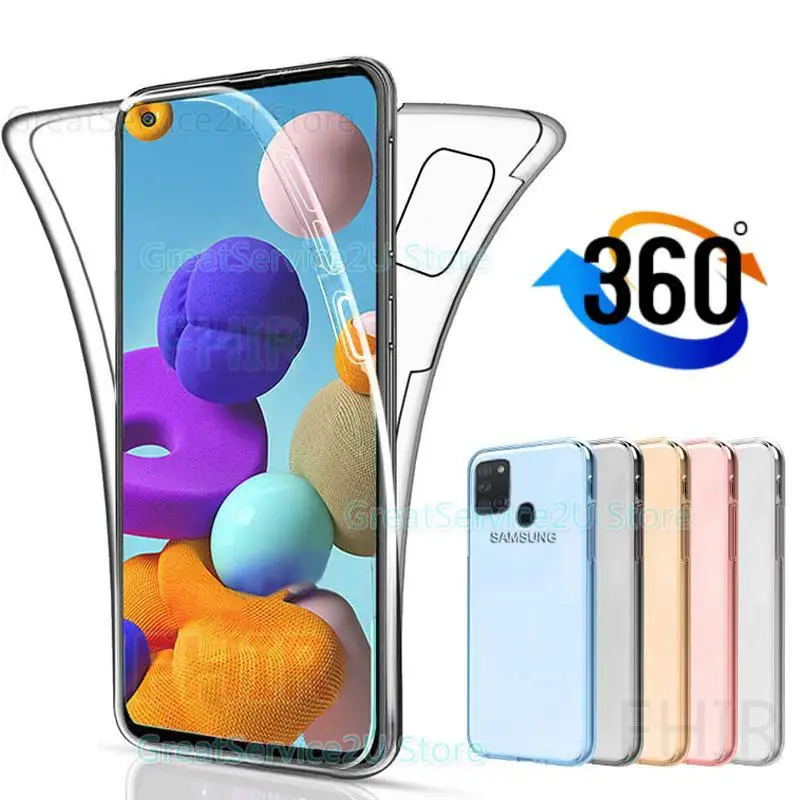 Чехол с полным корпусом 360 градусов для Samsung Galaxy A21S A71 A51 A50 A70 Прозрачный чехол A11 A31