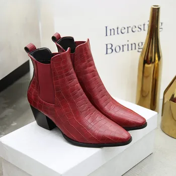 

Big Size 9 10 11-17 boots women shoes ankle boots for women ladies boots shoes woman winter Elastic splice sleeve tip thick heel