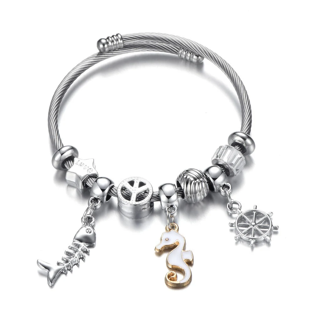 Титановый, серебряного цвета стальной браслет с Микки хрустальные бусины тонкие браслеты и браслет для женщин дети партии Ювелирные изделия Подарки