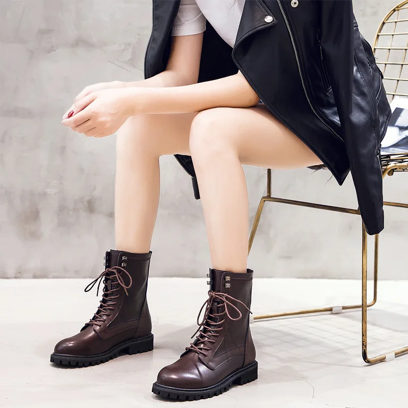 

Martin Boots Women's British-Style 2019 Autumn New Style Korean-style Versatile Hight-top Thick Bottomed Tube Handsome Motorcycl