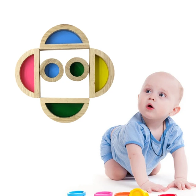 Rainbow Acrylic Wooden Building Blocks Baby Educational Toy Montessori Kids toy 2