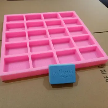 

20 Cavities Customise Soap Mold Rectangle Organic Soap Mould Custom Silicone Mold with Logo for Organic Soap Making