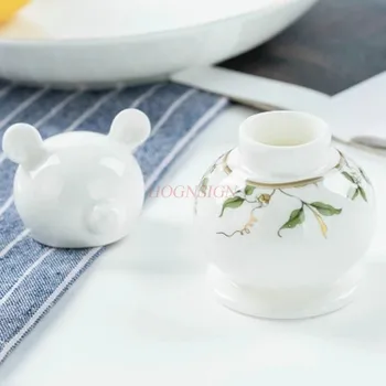 

toothpick Home colorful bone china bear tooth sign cage box ceramic fashion toothpick high-end cute toothpick ornament