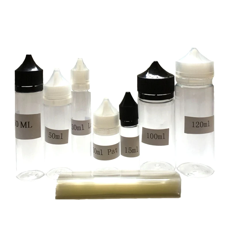 Clear Heat Shrink Tube PVC Wrap Film for 15ml 30ml 50ml 60ml 100ml 120ml Plastic pen Bottle 200pcs