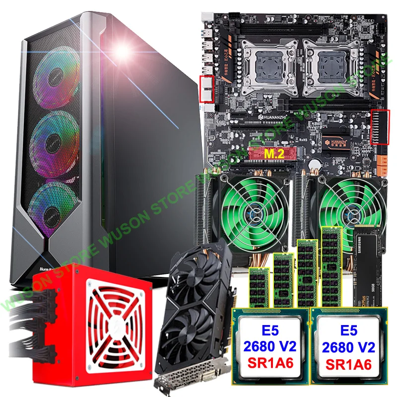 ^Cheap HUANANZHI dual X79-4D motherboard bundle E-ATX PC case 800W PSU dual CPU E5 2680 V2 with coolers RAM 4*16G video card GTX1050TI ^Cheap HUANANZHI dual X79-4D motherboard bundle E-ATX PC case 800W PSU dual CPU E5 2680 V2 with coolers RAM 4*16G video card GTX1050TI