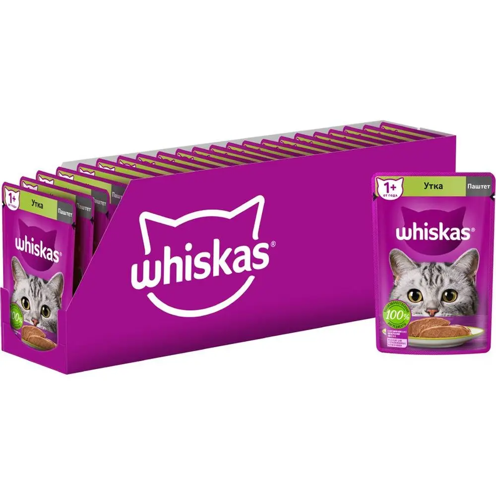 Whiskas wet cat food, паштет duck (24 PCs in pack) 75 C cat food wet