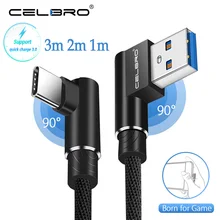90 градусов usb type C кабель для зарядки под прямым углом Usb кабель type-c кабель для зарядного устройства для huawei P20 Pro Honor 10 20 9 8 Xiaomi Lg sony