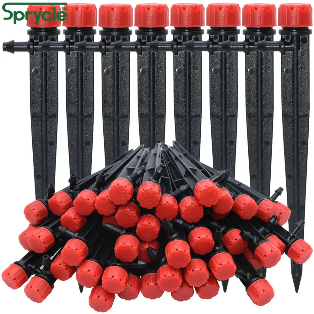 SPRYCLE Garten Bewässerung Tropf Bewässerung Einstellbare Sprinkler 360 Grad Tropf Düsen Einsetzen Boden 4/7mm Schlauch Gewächshaus