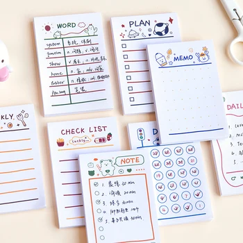 

50Pcs\DIY creative cute retro personality fun can tear Post-it notes message student stationery office supplies notebook