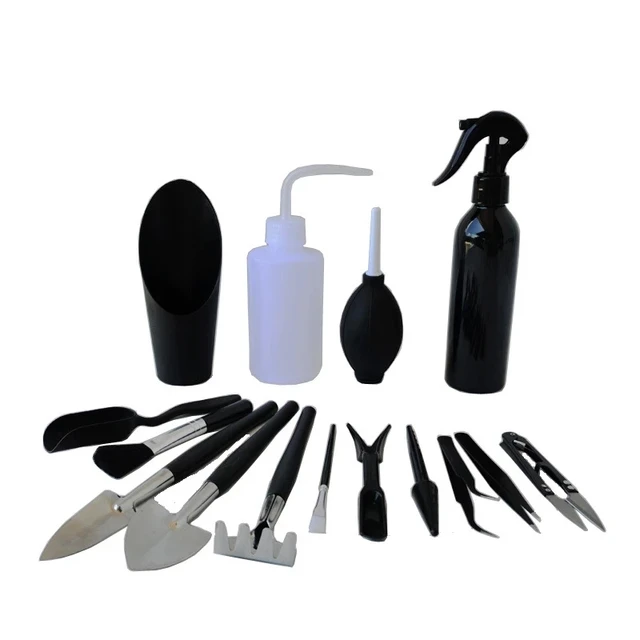15PCS Multi-Function Mini Gardening Hand Tools Set Succulent Plants Watering Bottles Miniature Garden Plants Bucket Shovel Tools 2