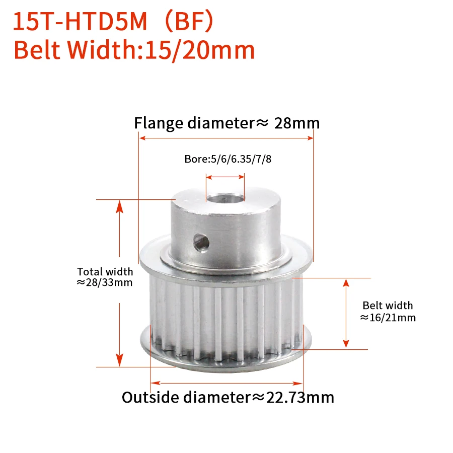 Arc 15 Teeth HTD 5M Timing Pulley Bore 5/6/6.35/7/8/10/12mm for Width 10/15/20mm HTD5M Synchronous Belt gear pulley 15Teeth 15T