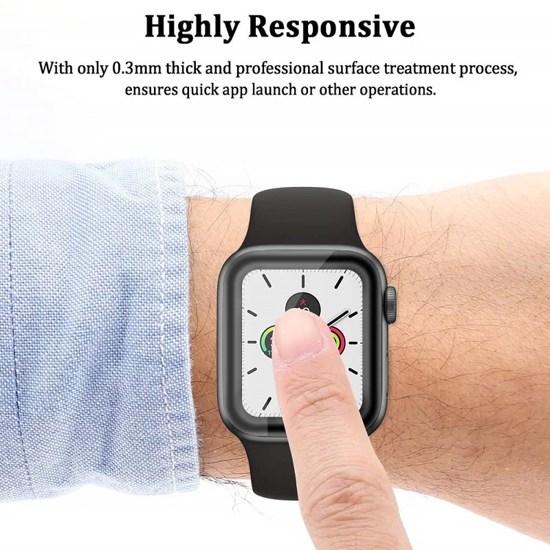 100Pcs Case Cover Hoes & 3D Full Cover Tempered Glass Screen Protector for Apple Watch Series 5 40mm 44mm Protective Film