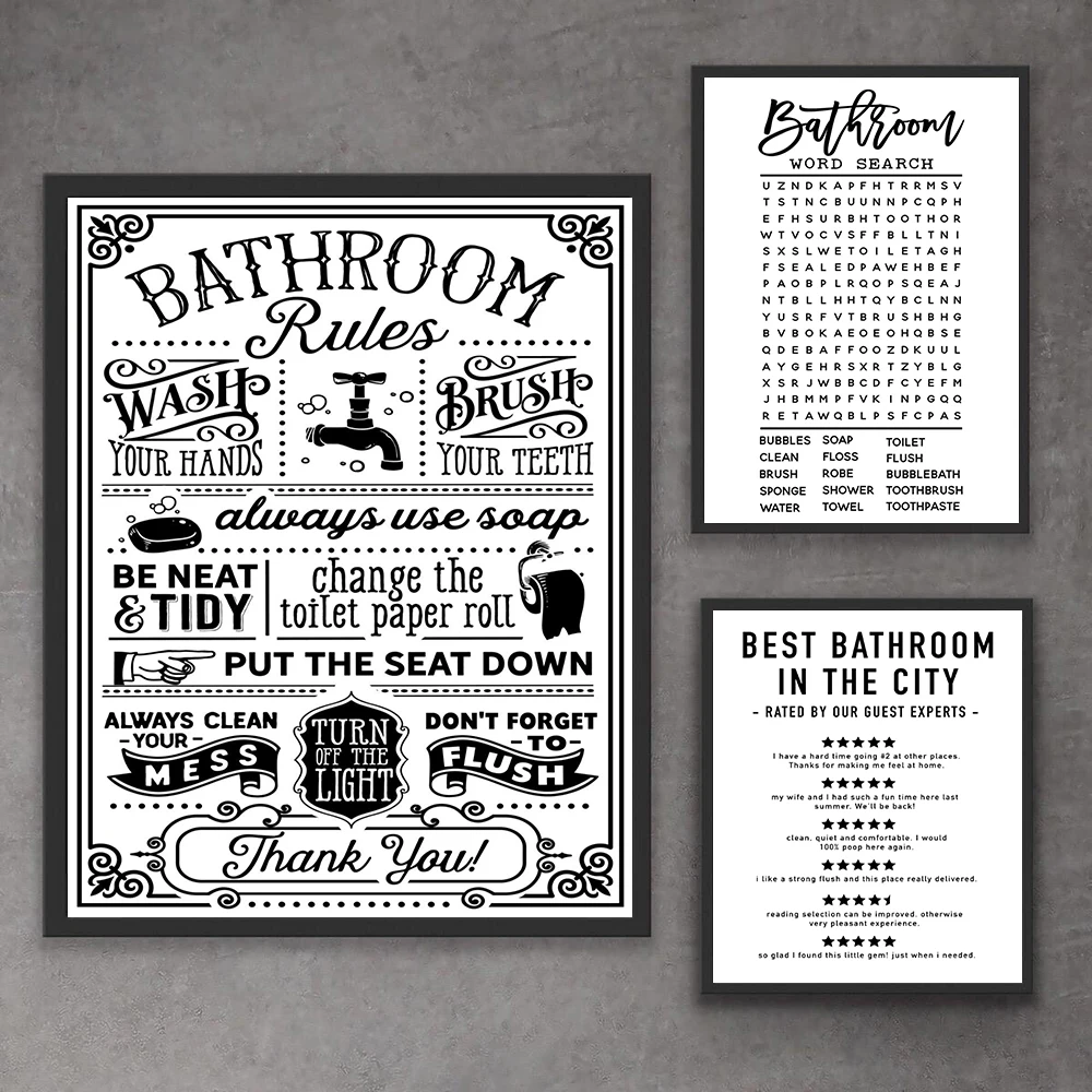 Wall Art Funny Bathroom Rules Signs Canvas Poster Word Search Quote Painting Best Toliet Print Modern Humour Picture Home DecorWall Art Funny Bathroom Rules Signs Canvas Poster Word Search Quote Painting Best Toliet Print Modern Humour Picture Home Decor