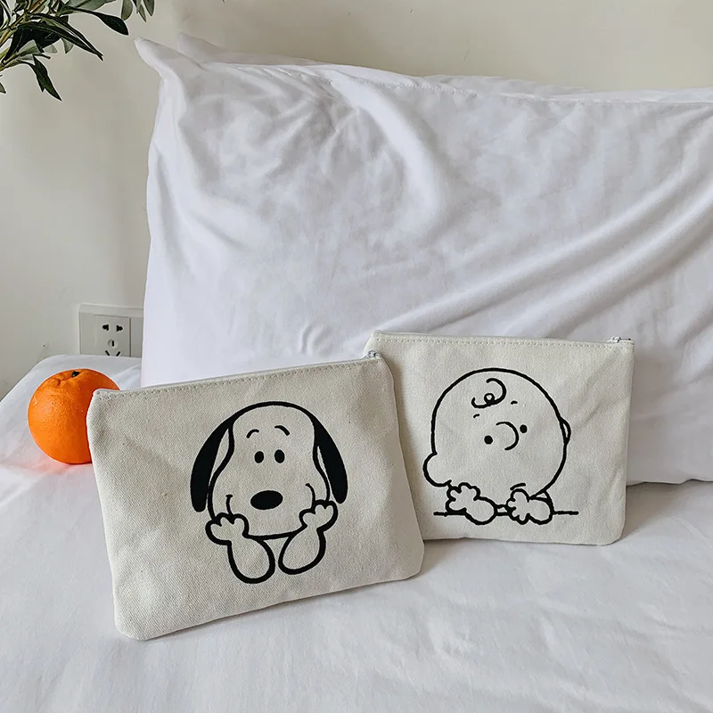 

SIXONE Cartoon Snoopy Peanut Pen Bag Cosmetic Bag Printing Canvas Handbag Personality Concise Cute Student Pencil Case Пенал