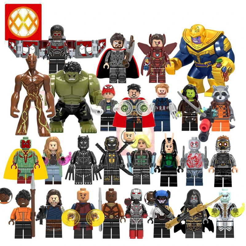

Single Avengers Super Heroes Infinity War Thanos Gauntlet Thor Iron Spider Man Hulk Vision Falcon Captain Building Blocks Toys