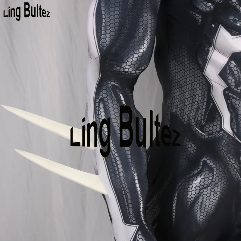Ling Bultez Высокое Качество Тисненая подкладка для мышц Человек-паук 2099 костюм черный Человек-паук косплей костюм для Хэллоуина Вечерние