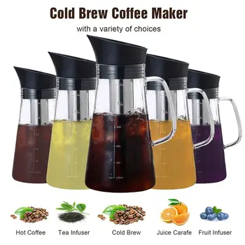 

Hot And Cold Dual-function Thick Borosilicate Glass Bottle Does Not Rust Filter Glass Coffee Pot Coffee Pot Ice Brewed CoffeePot