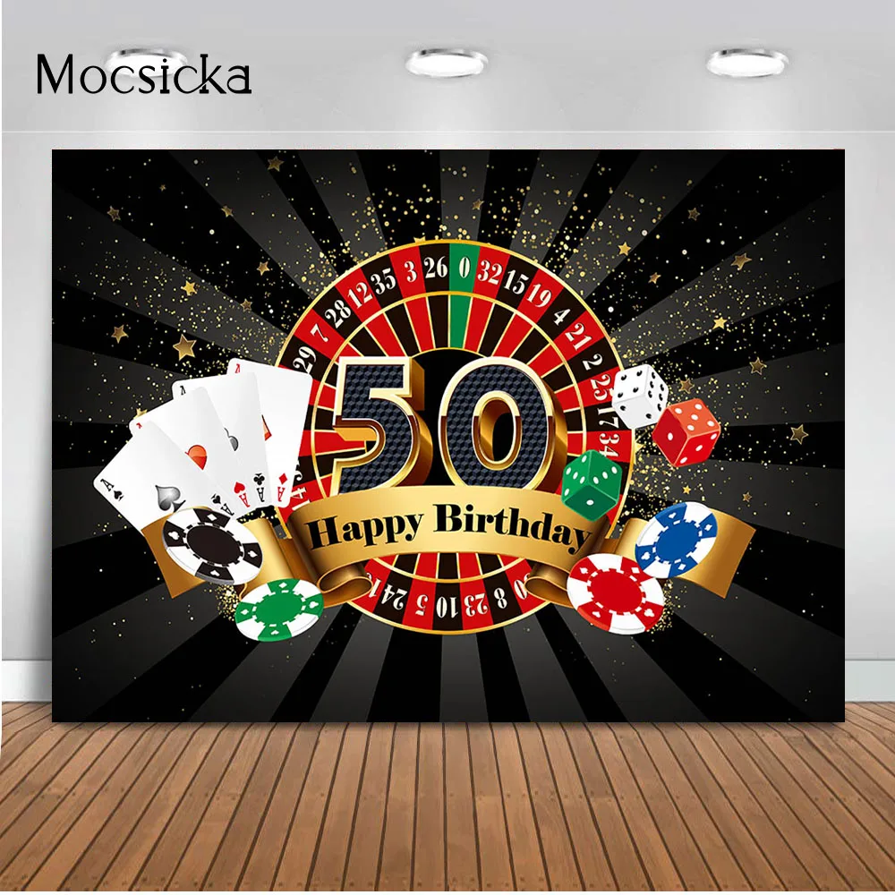Las Vegas Poker Birthday Banner Personalized Party Decoration Backdrop