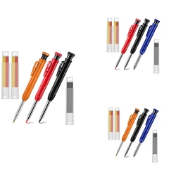 3 crayons à bois de couleur unie, outil de marquage automatique au crayon à longue narine, avec taille crayon intégré, pour le travail du bois 