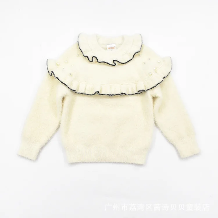 

Autumn And Winter Clothes Small CHILDREN'S Girls Ruffled Collar Sweater Baby Mink Cashmere Sweater GIRL'S Childrenswear Cotton K