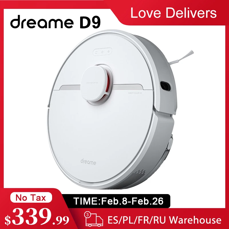 US $339.99 Dreame D9 Robot Vacuum Cleaner For Home 3000Pa Strong Suction Sweeping Washing Mopping APP Control Smart Planned Global Version