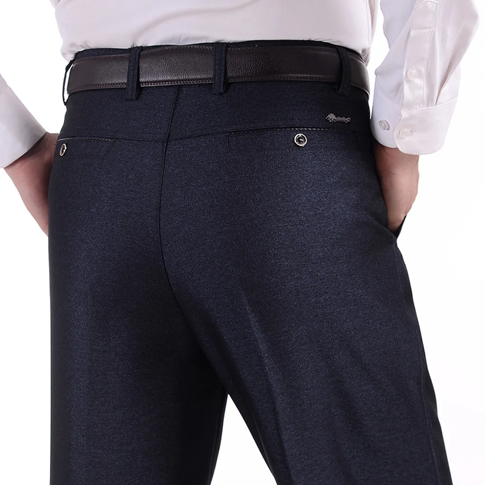 

Autumn And Winter Thick Section MEN'S Casual Pants Middle-aged Business Daddy Clothes High-waisted Loose Straight Men's Trousers