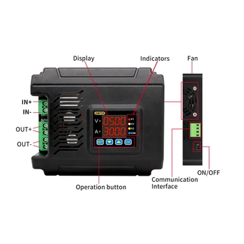 JUNTEK Fuente de alimentación DC-DC  - voltímetro DPM8650-485RF LCD de 2,4 pulgadas, 60V, 8A, 24A, 50A, módulo convertidor de corriente constante 2