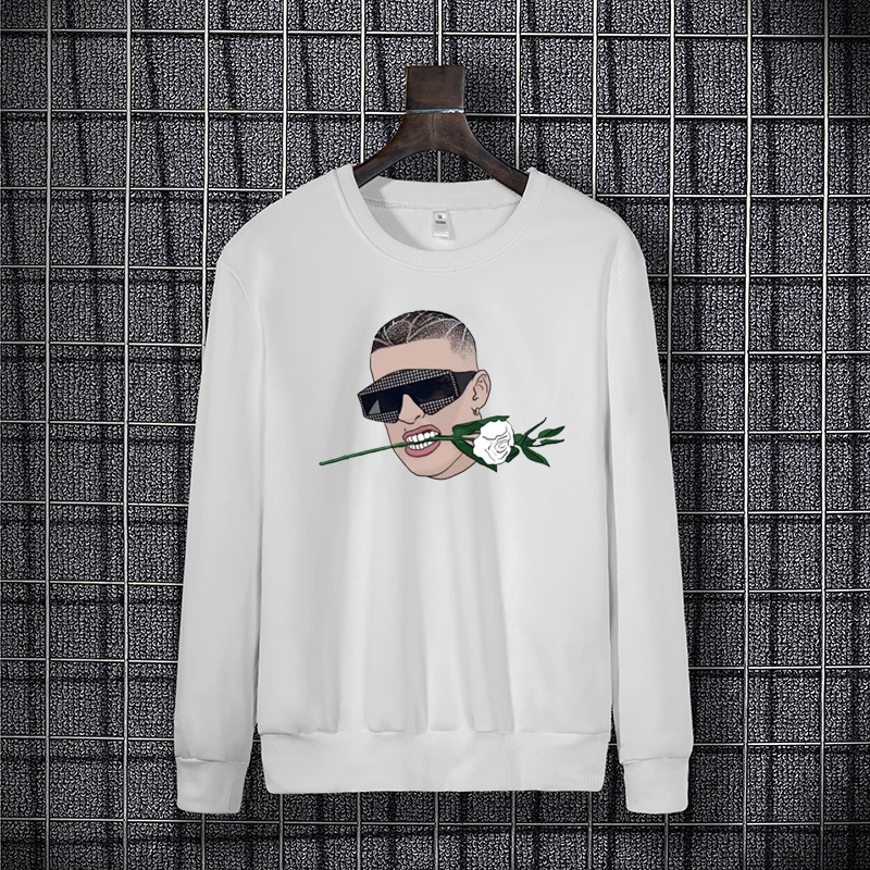 

Bad Bunny fall/Winter Print graphic women's long sleeve hoodie Harajuku round neck plus size Bad Bunny graphic couple hoodie