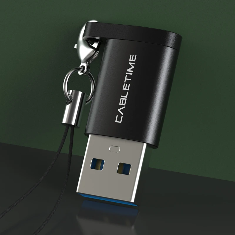 CABLETIME USB 3.0 OTG 어댑터 C타입-USB 암 컨버터 (맥북 프로/에어, 휴대폰 및 노트북용) - 데이터 동기화 및 충전