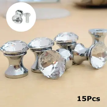 

15Pcs 12mm Small Knobs Crystal Pulls With Screw Wardrobe Cabinet Drawer Decor ZXY9823