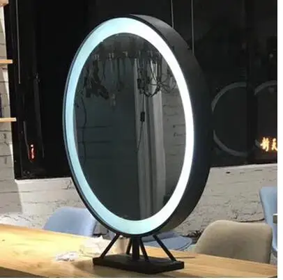 Barber's special lamp mirror hair salon hair salon mirror studio makeup with lamp single side double side round ta