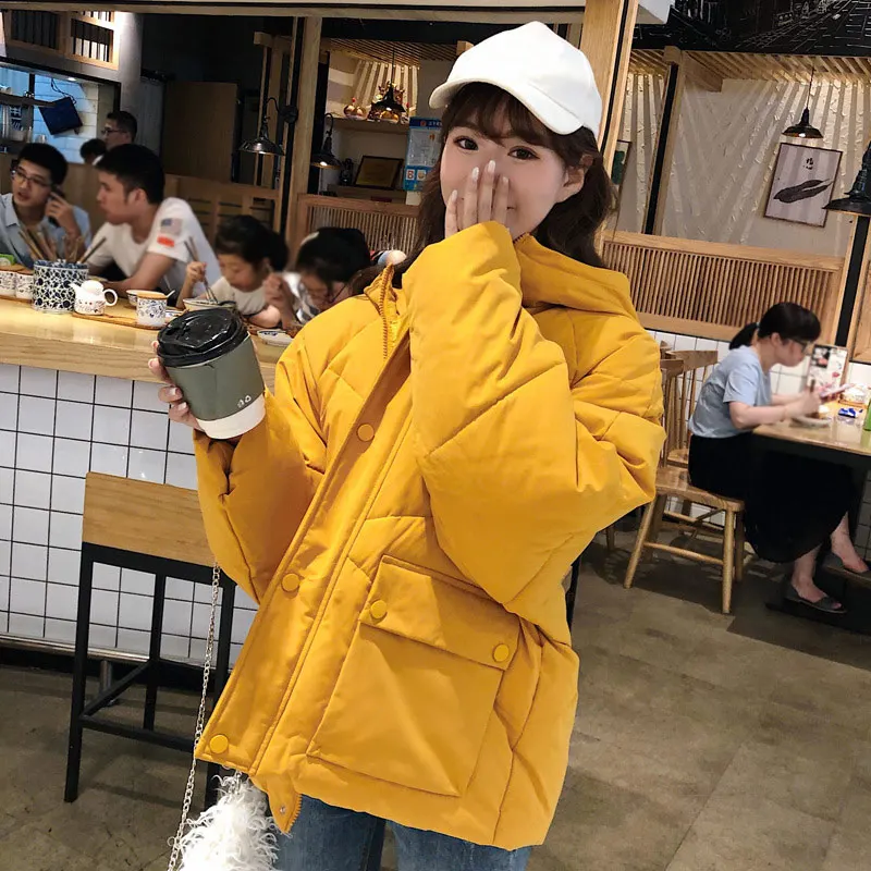 

Korean Padded Down Cotton Parkas Women Winter Short Drawstring Student Female Jacket Coat 2019 Warm Fashion Solid Ladies Jackets
