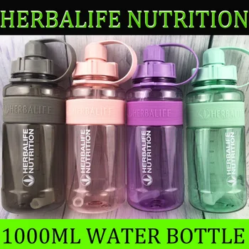 

New arrival 1000ml Herbalife Nutrition Food grade Plastic sports drink straw water bottle with lid scale mark