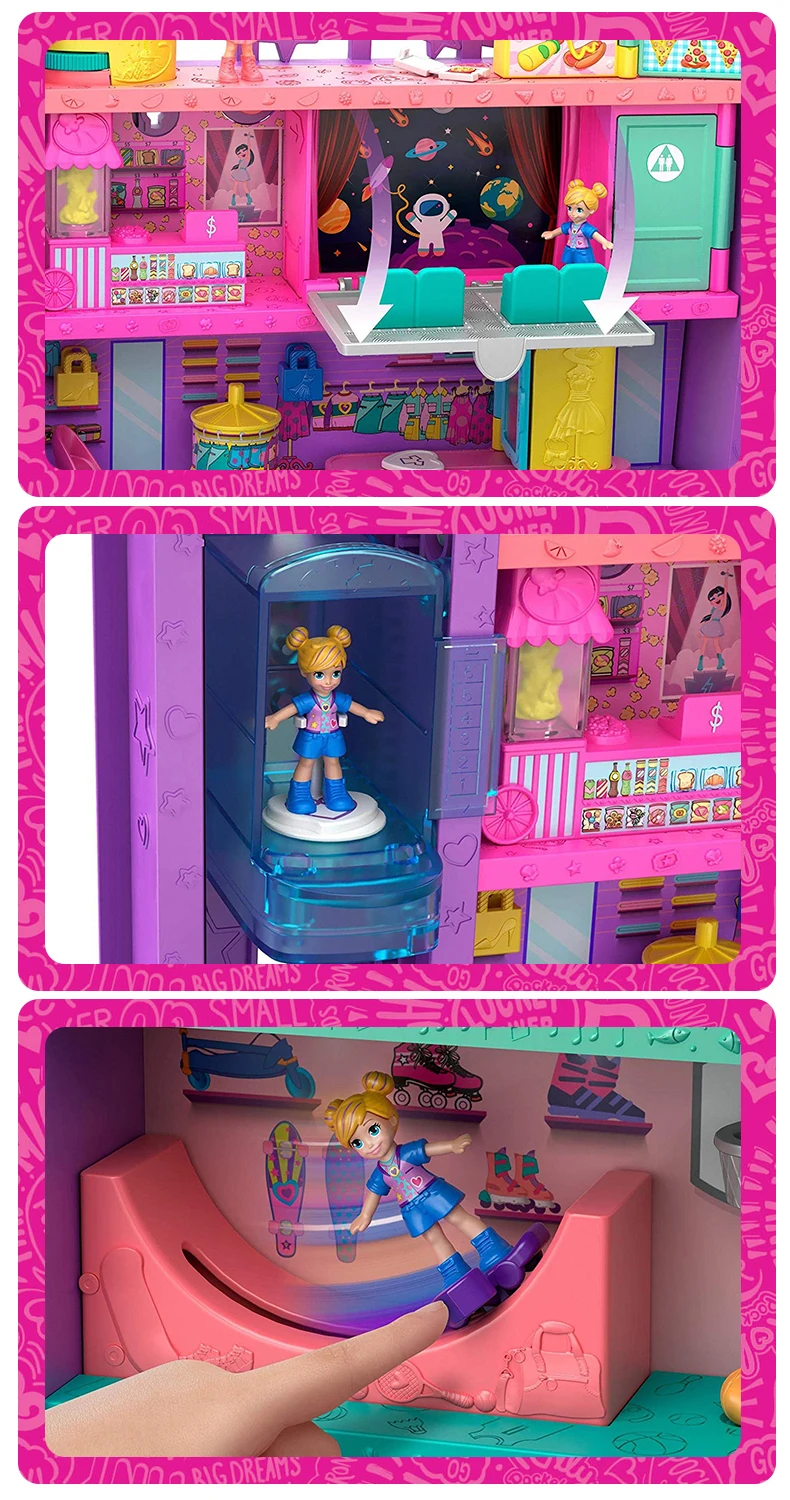 Pocket Polly, детские игрушки, мини-кукла, Мега Молл, 6 этажей, красивый дом мечты, строительство, забавные ролевые игрушки, различные аксессуары, GFP89