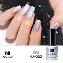 NEE JOLIE 8 мл голографический лак для ногтей эффект фиолетового серебра смешанные цвета сверкающий дизайн красоты лак для дизайна ногтей DIY