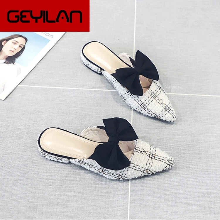 

2020 Summer New Style Muller Closed-toe Women's Versatile Outer Wear Pointed-Toe Lazy Flat Top Shoes WOMEN'S Slippers