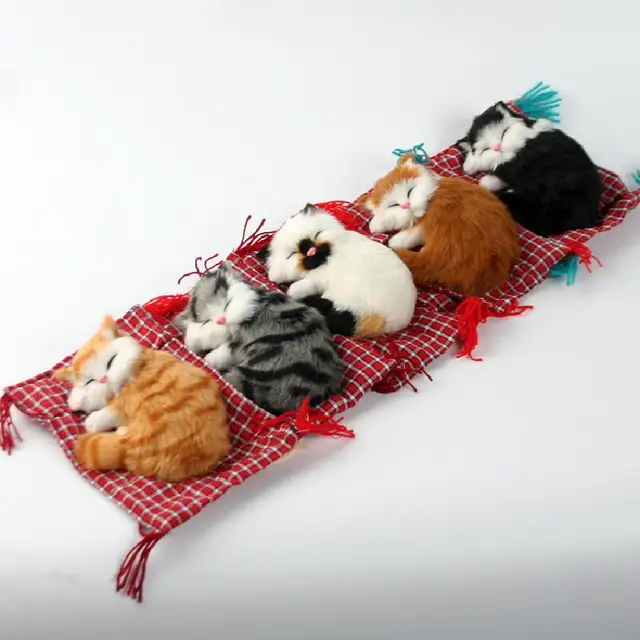 Realistic Stuffed Toy Sleeping Cat Animal Cloth Cushion Cat Model Home Decoration Simulation Cat Doll Plush Soft Children Toy 6