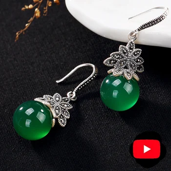 

S925 Fine Jewelry Drop Earrings Emerald Earrings Jade Women Handmade Vintage Natural emerald moldavite peridot Jade