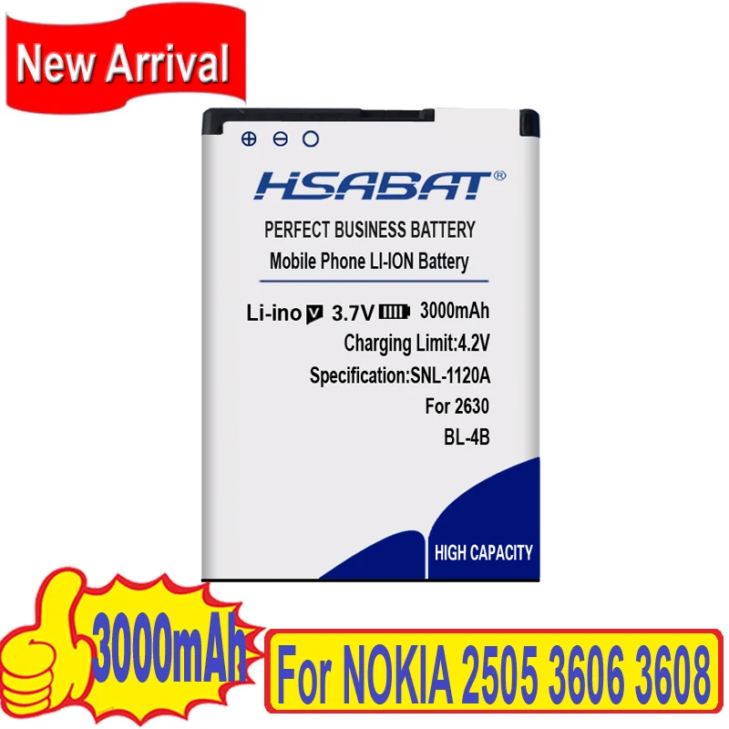 HSABAT 3000 мА/ч, BL-4B Батарея для NOKIA 2505 3606 3608 2670 2660 2630 5000 6111 7070 7088 7370 7373 7500