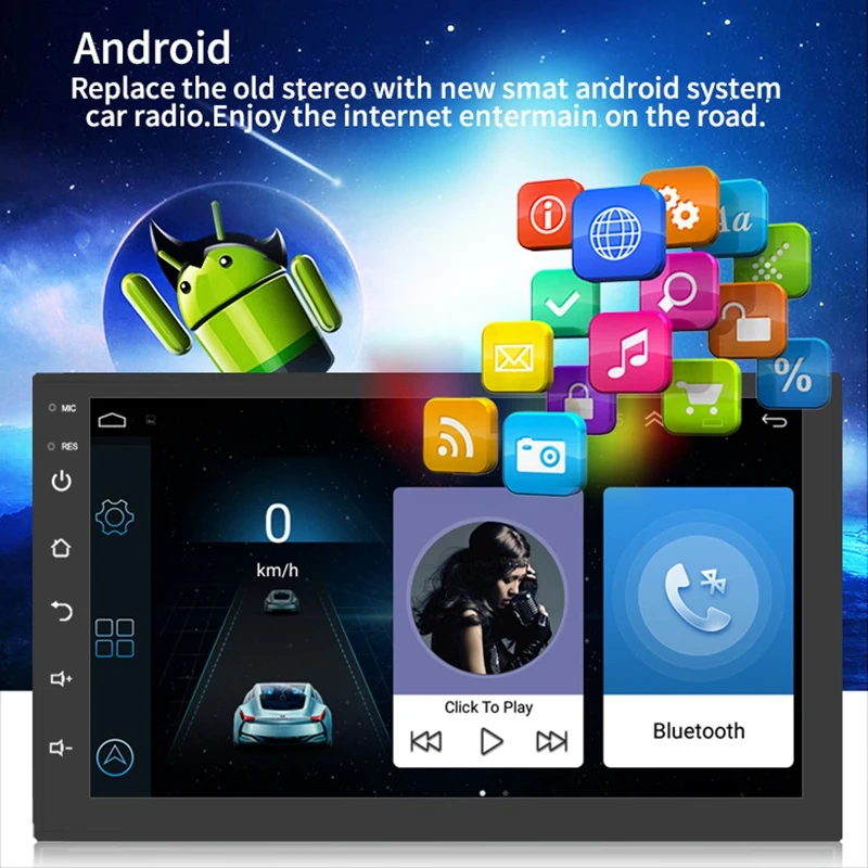 7 дюймов 2Din Android 8,1 автомобиля Mp5 плеер Пресс Экран Bluetooth Радио Hd камера заднего Камера